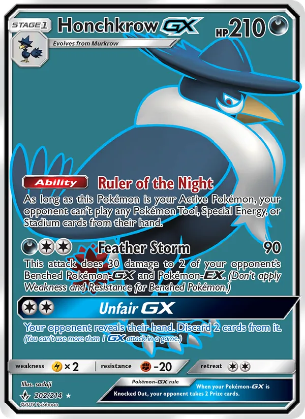 Honchkrow GX — Unbroken Bonds #202 (Pokémon TCG card)