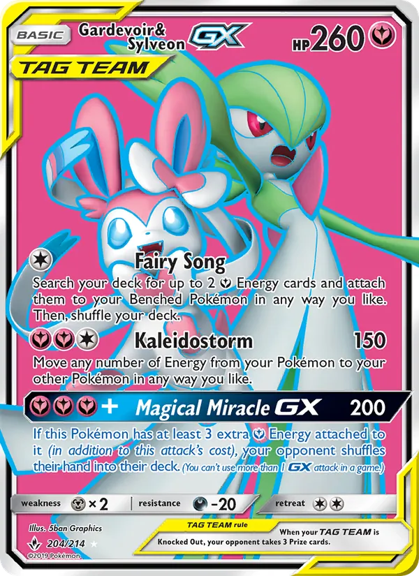 Gardevoir & Sylveon GX — Unbroken Bonds #204 (Pokémon TCG card)
