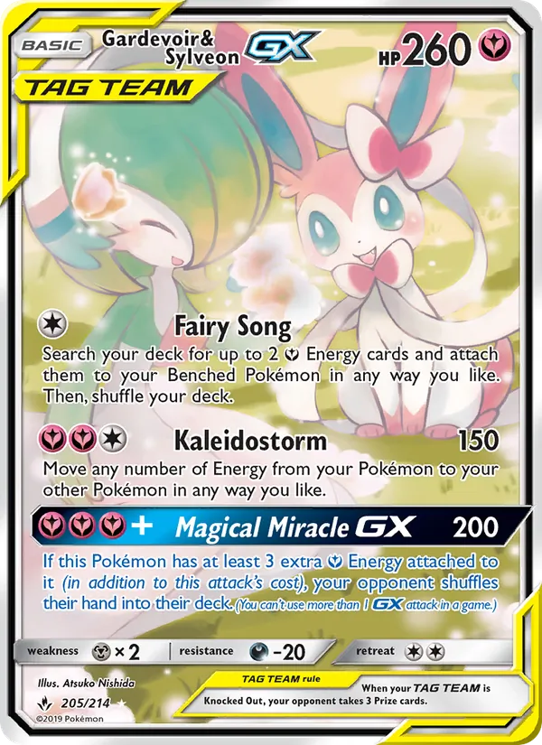 Gardevoir & Sylveon GX — Unbroken Bonds #205 (Pokémon TCG card)
