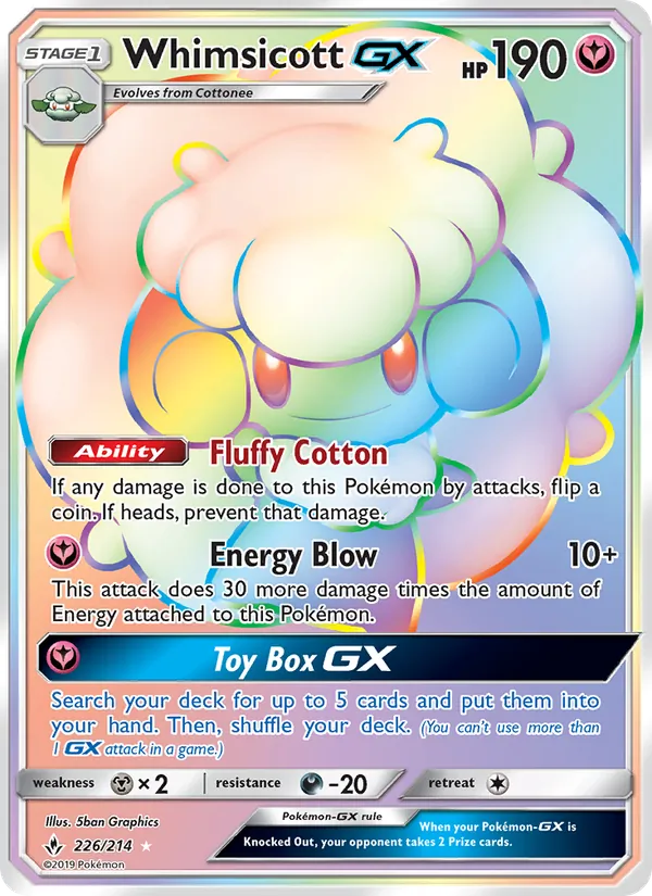 Whimsicott GX — Unbroken Bonds #226 (Pokémon TCG card)