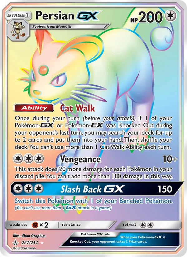 Persian GX — Unbroken Bonds #227 (Pokémon TCG card)