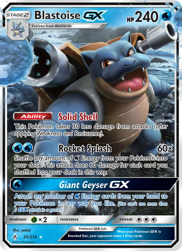 Blastoise GX — Unbroken Bonds #35 (Pokémon TCG card)