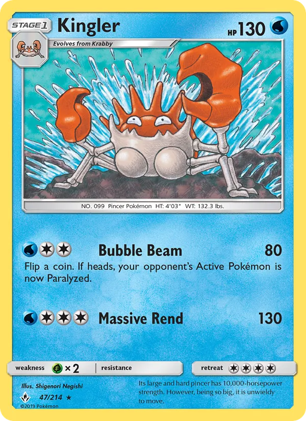 Kingler — Unbroken Bonds #47 (Pokémon TCG card)