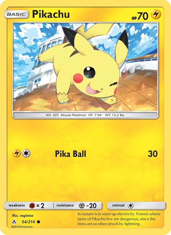 Pikachu — Unbroken Bonds #54 (Pokémon TCG card)