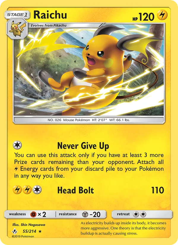 Raichu — Unbroken Bonds #55 (Pokémon TCG card)