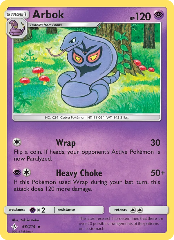 Arbok — Unbroken Bonds #63 (Pokémon TCG card)