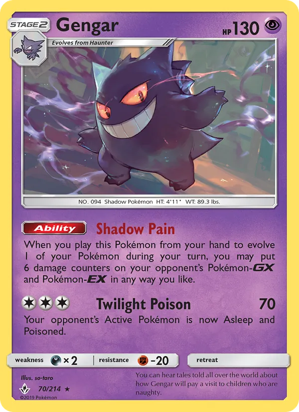 Gengar — Unbroken Bonds #70 (Pokémon TCG card)