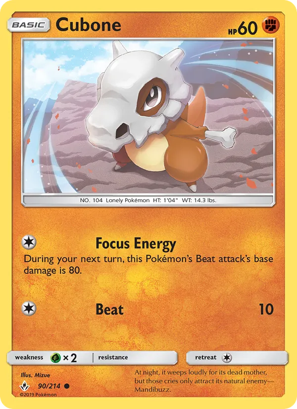 Cubone — Unbroken Bonds #90 (Pokémon TCG card)