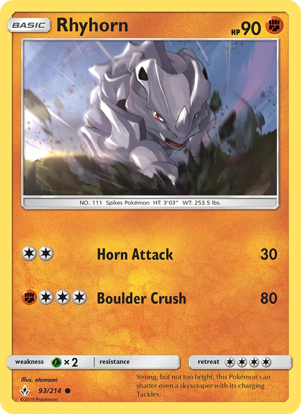 Rhyhorn — Unbroken Bonds #93 (Pokémon TCG card)