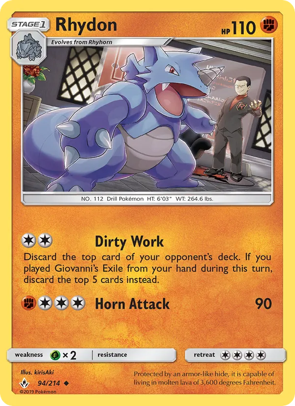 Rhydon — Unbroken Bonds #94 (Pokémon TCG card)