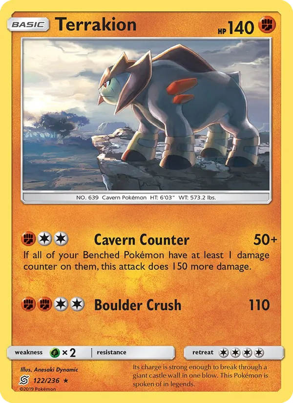 Terrakion — Unified Minds #122 (Pokémon TCG card)