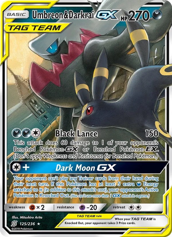 Umbreon & Darkrai GX — Unified Minds #125 (Pokémon TCG card)