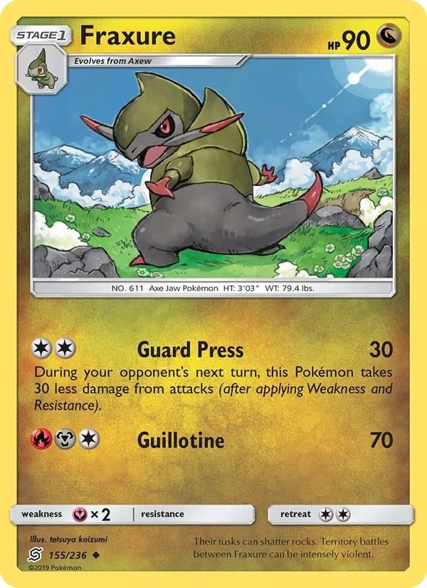 Fraxure — Unified Minds #155 (Pokémon TCG card)