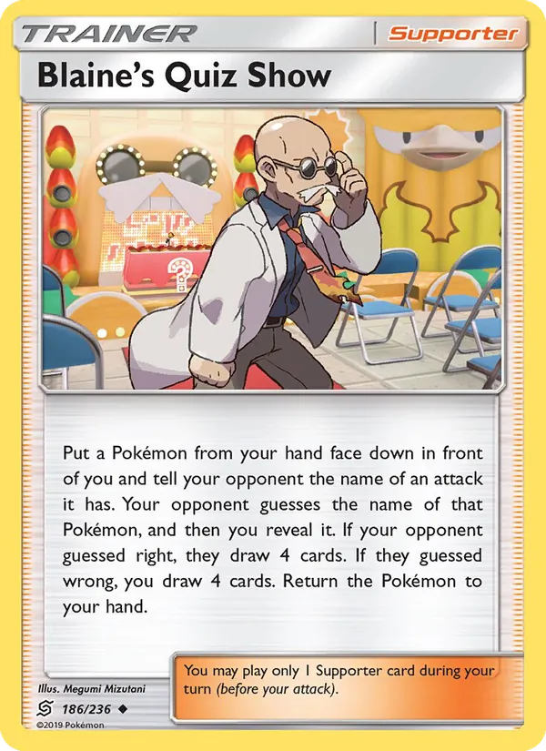Blaine’s Quiz Show — Unified Minds #186 (Pokémon TCG card)