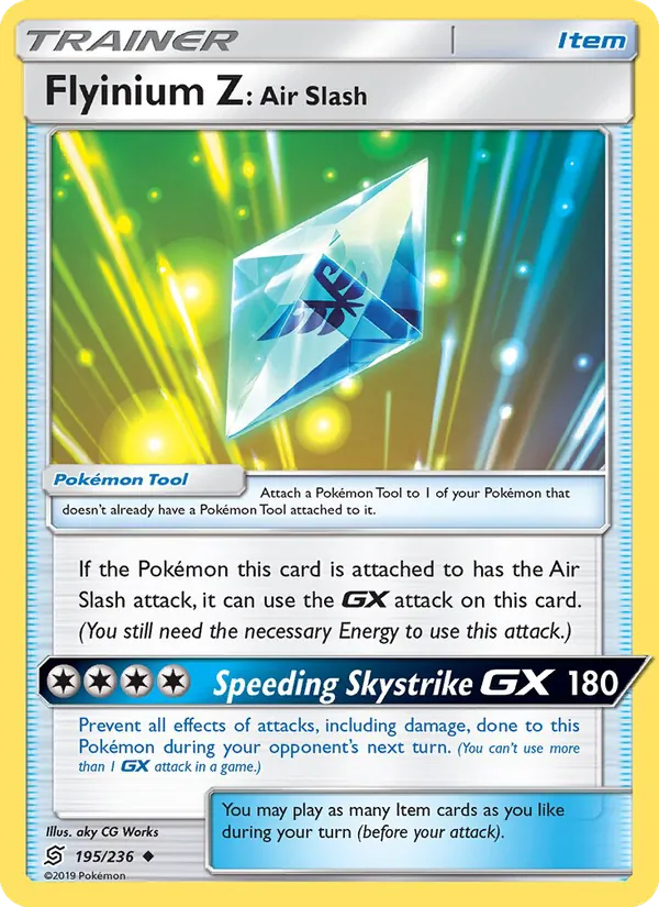 Flyinium Z: Air Slash — Unified Minds #195 (Pokémon TCG card)