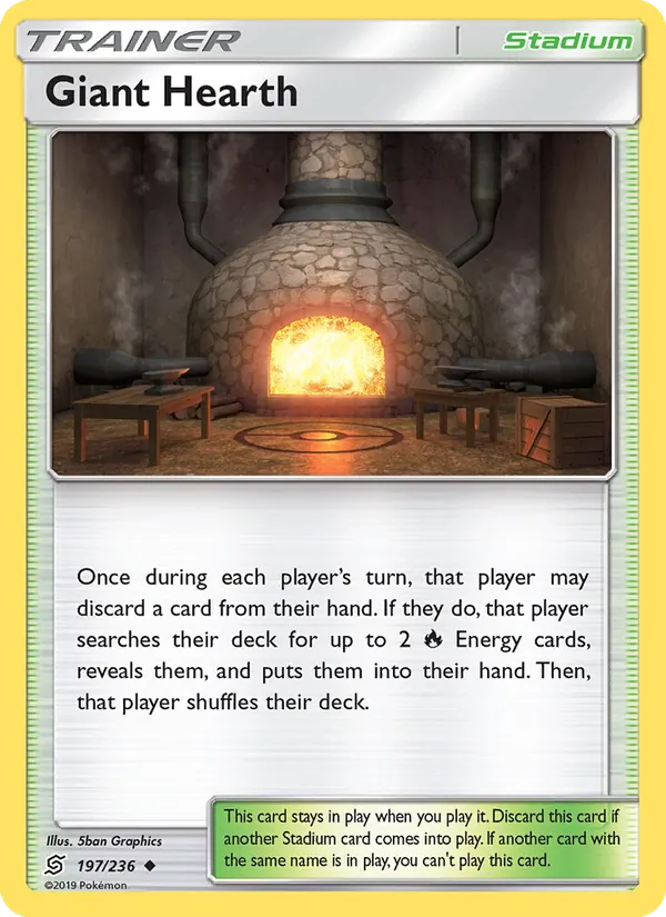 Giant Hearth — Unified Minds #197 (Pokémon TCG card)