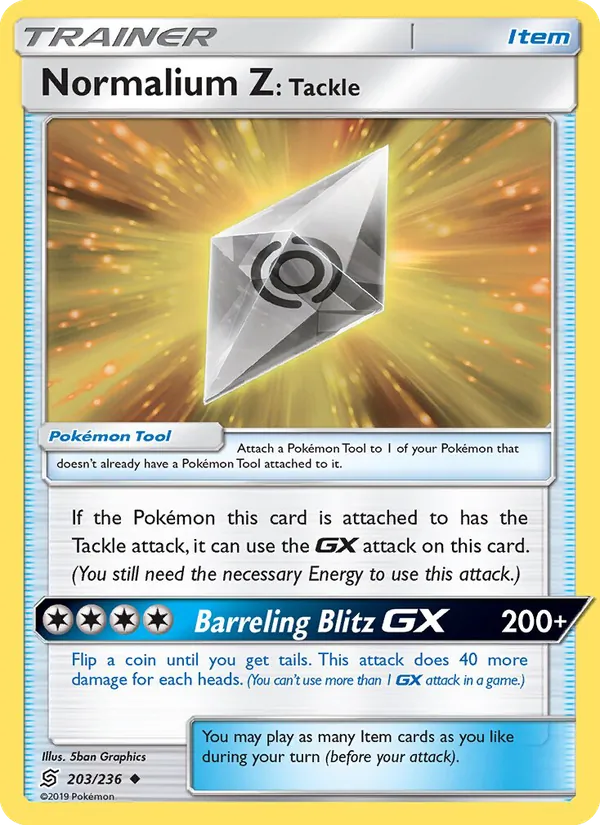 Normalium Z: Tackle — Unified Minds #203 (Pokémon TCG card)