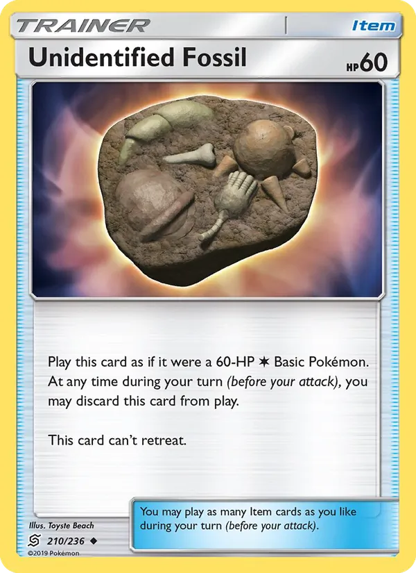Unidentified Fossil — Unified Minds #210 (Pokémon TCG card)