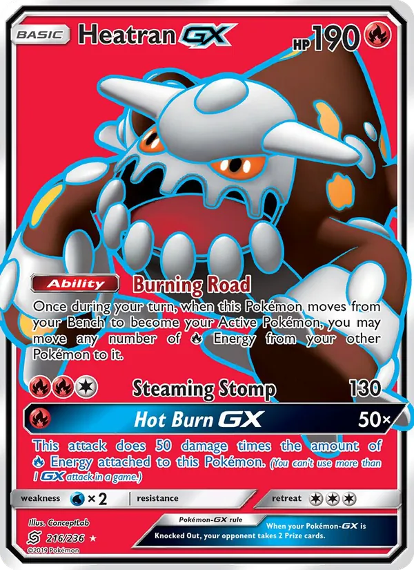 Heatran GX — Unified Minds #216 (Pokémon TCG card)