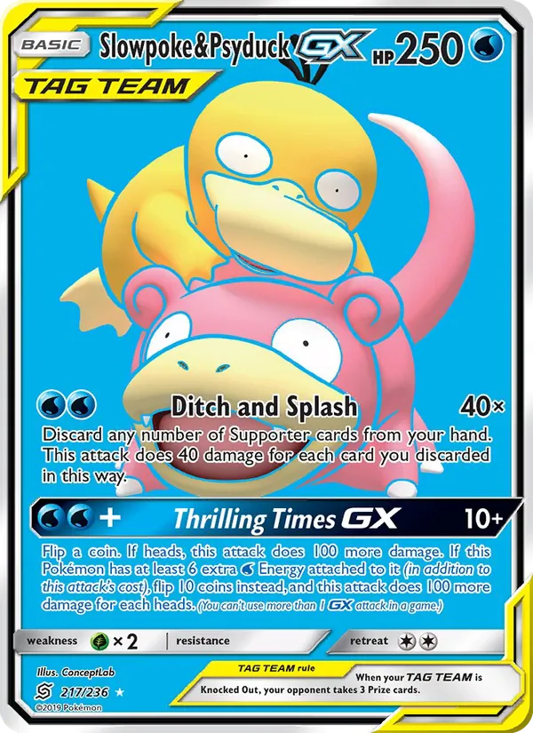 Slowpoke & Psyduck GX — Unified Minds #217 (Pokémon TCG card)