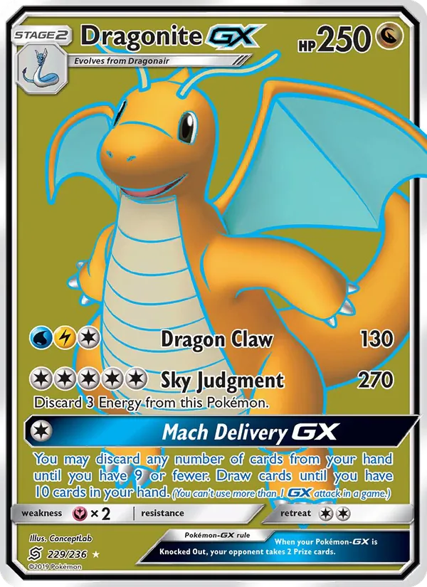 Dragonite GX — Unified Minds #229 (Pokémon TCG card)