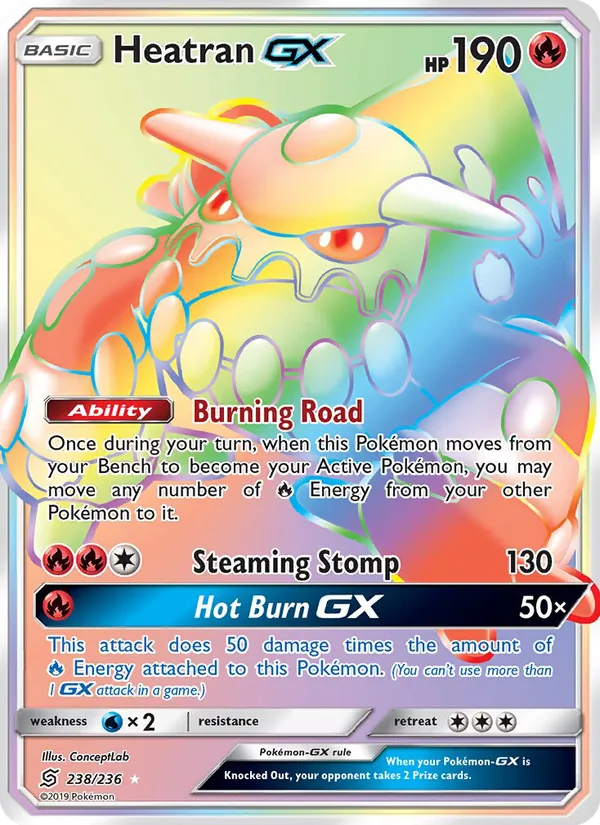 Heatran GX — Unified Minds #238 (Pokémon TCG card)