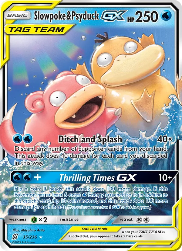 Slowpoke & Psyduck GX — Unified Minds #35 (Pokémon TCG card)