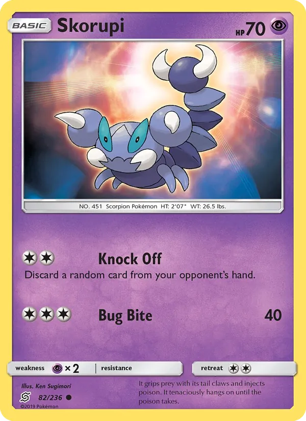 Skorupi — Unified Minds #82 (Pokémon TCG card)