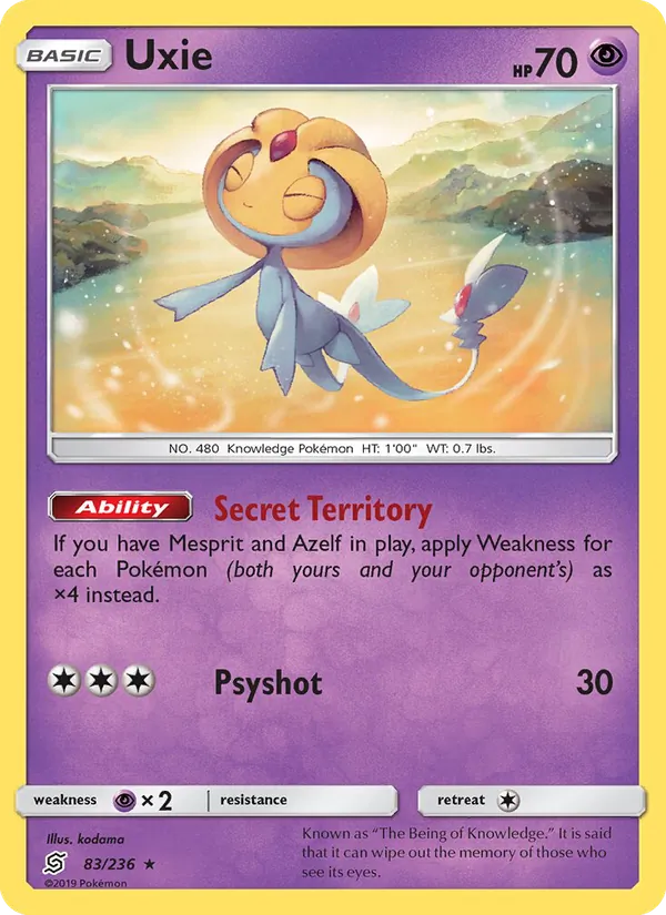 Uxie — Unified Minds #83 (Pokémon TCG card)