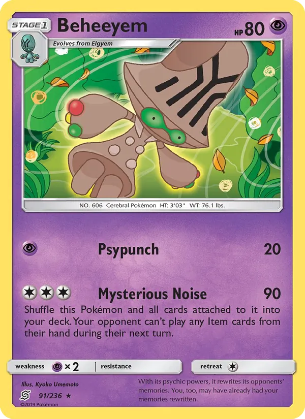 Beheeyem — Unified Minds #91 (Pokémon TCG card)