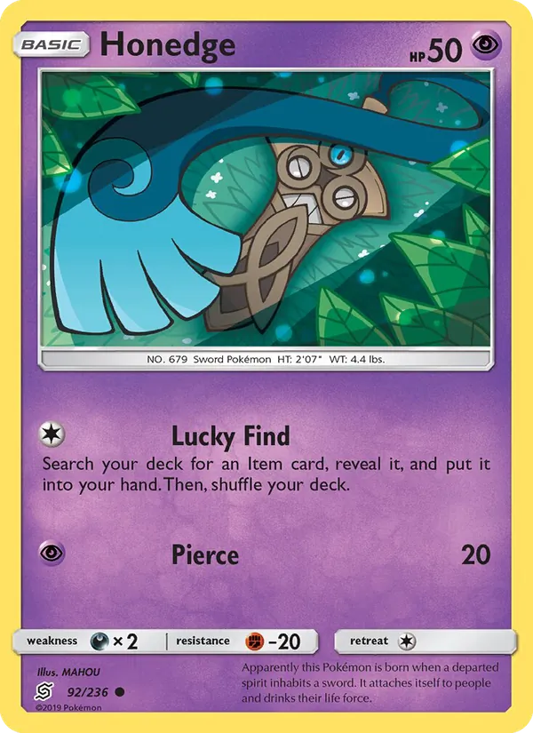 Honedge — Unified Minds #92 (Pokémon TCG card)