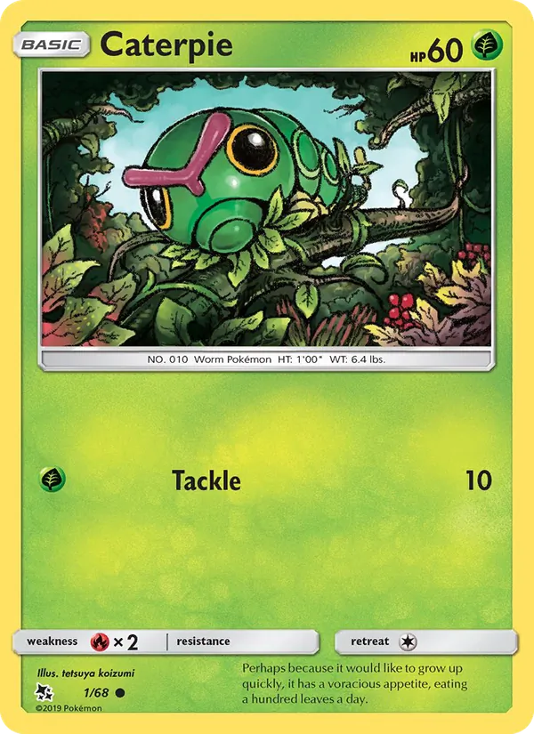 Caterpie — Hidden Fates #1 (Pokémon TCG card)