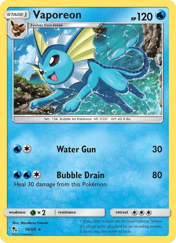 Vaporeon — Hidden Fates #18 (Pokémon TCG card)