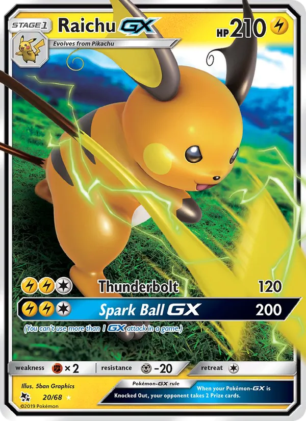 Raichu GX — Hidden Fates #20 (Pokémon TCG card)