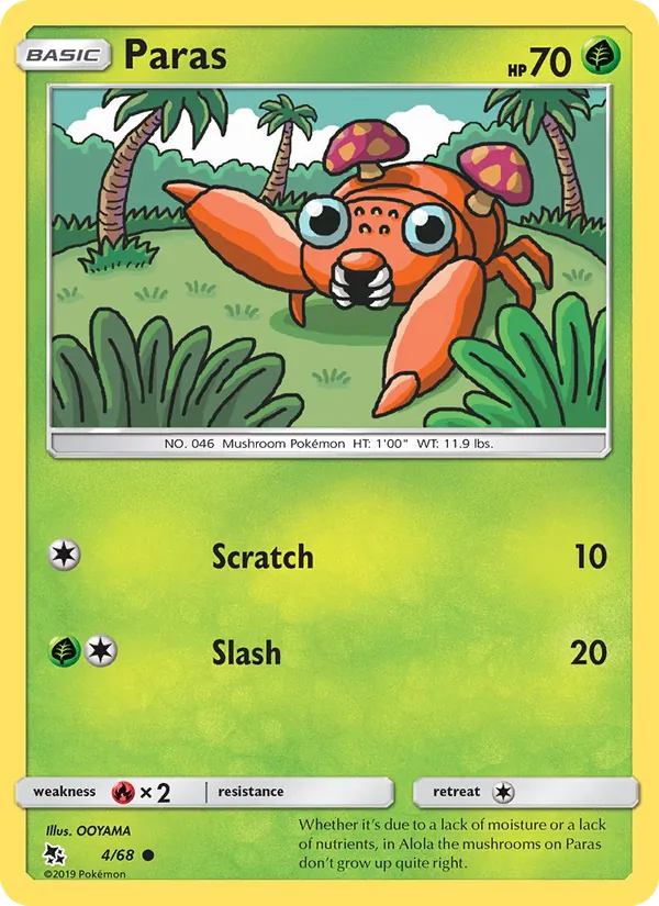 Paras — Hidden Fates #4 (Pokémon TCG card)