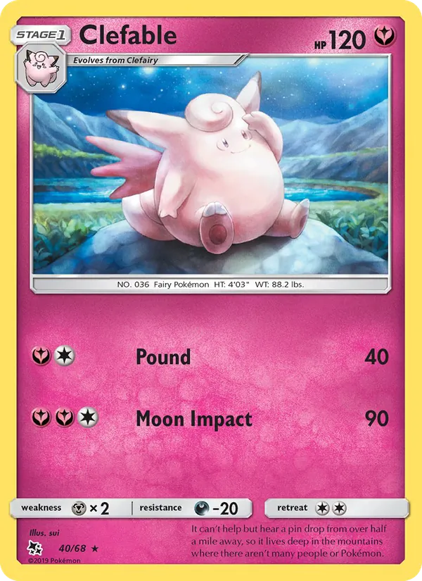 Clefable — Hidden Fates #40 (Pokémon TCG card)