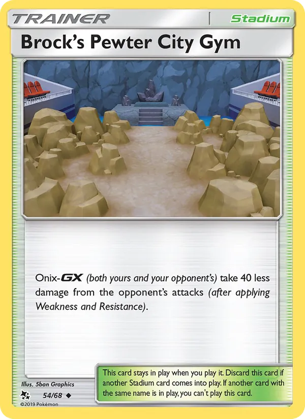 Brock’s Pewter City Gym — Hidden Fates #54 (Pokémon TCG card)