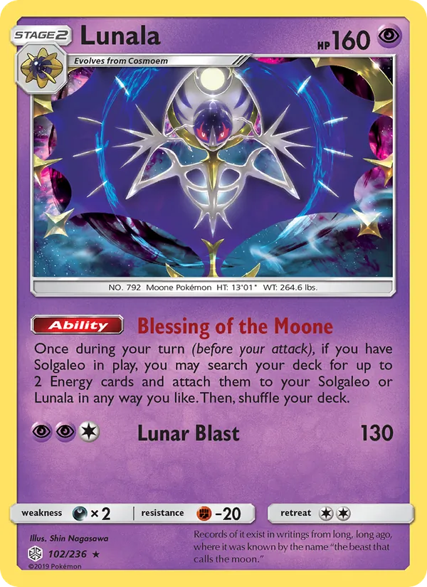 Lunala — Cosmic Eclipse #102 (Pokémon TCG card)