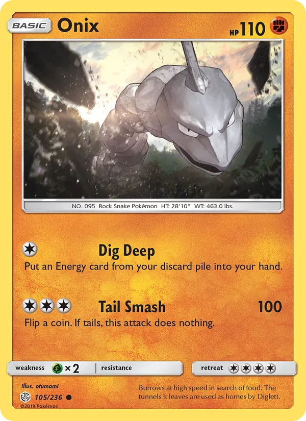 Onix — Cosmic Eclipse #105 (Pokémon TCG card)