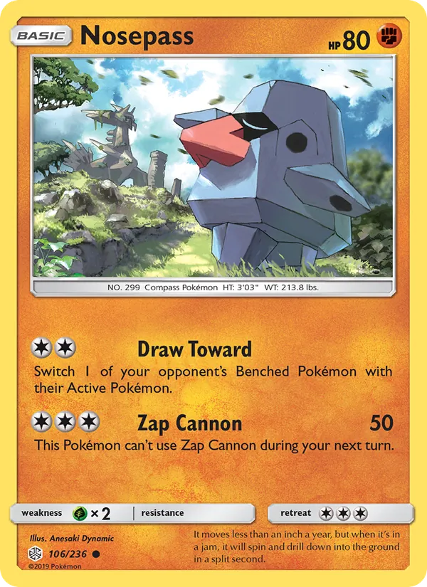 Nosepass — Cosmic Eclipse #106 (Pokémon TCG card)