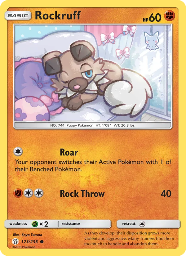 Rockruff — Cosmic Eclipse #123 (Pokémon TCG card)