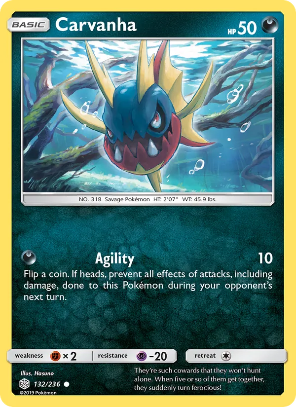 Carvanha — Cosmic Eclipse #132 (Pokémon TCG card)