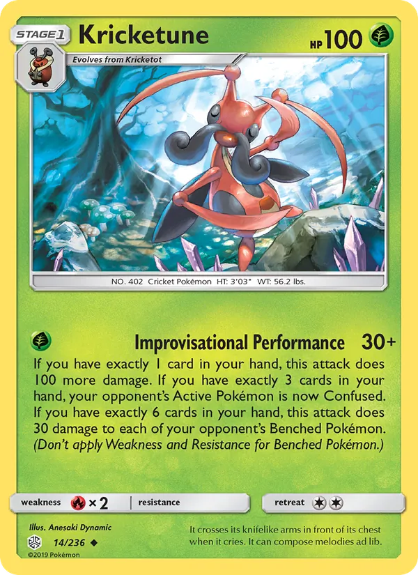 Kricketune — Cosmic Eclipse #14 (Pokémon TCG card)