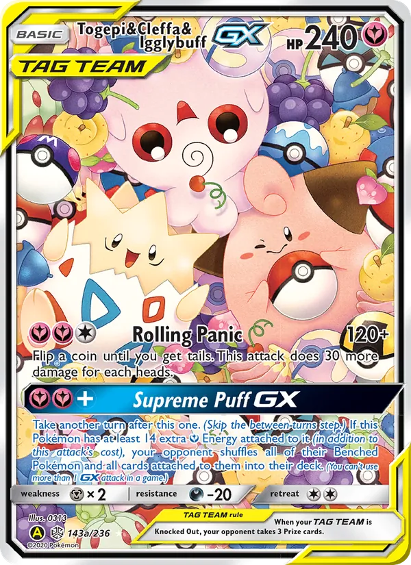 Togepi & Cleffa & Igglybuff GX — Cosmic Eclipse #143 (Pokémon TCG card)