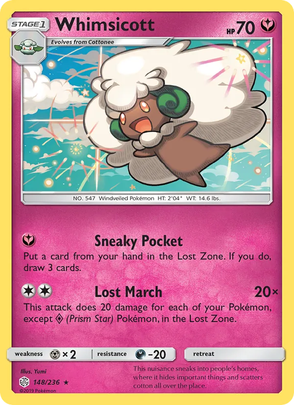 Whimsicott — Cosmic Eclipse #148 (Pokémon TCG card)