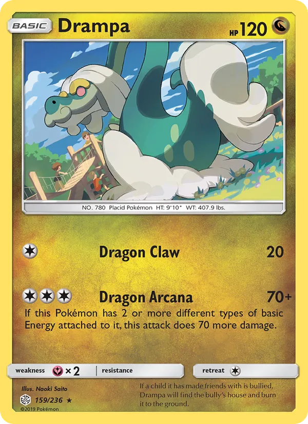 Drampa — Cosmic Eclipse #159 (Pokémon TCG card)