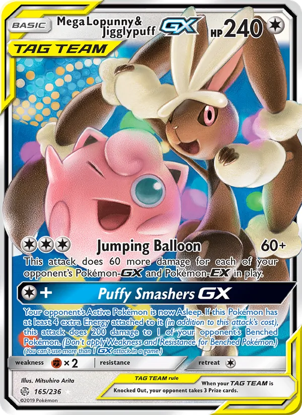 Mega Lopunny & Jigglypuff GX — Cosmic Eclipse #165 (Pokémon TCG card)