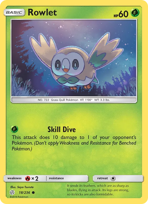 Rowlet — Cosmic Eclipse #18 (Pokémon TCG card)