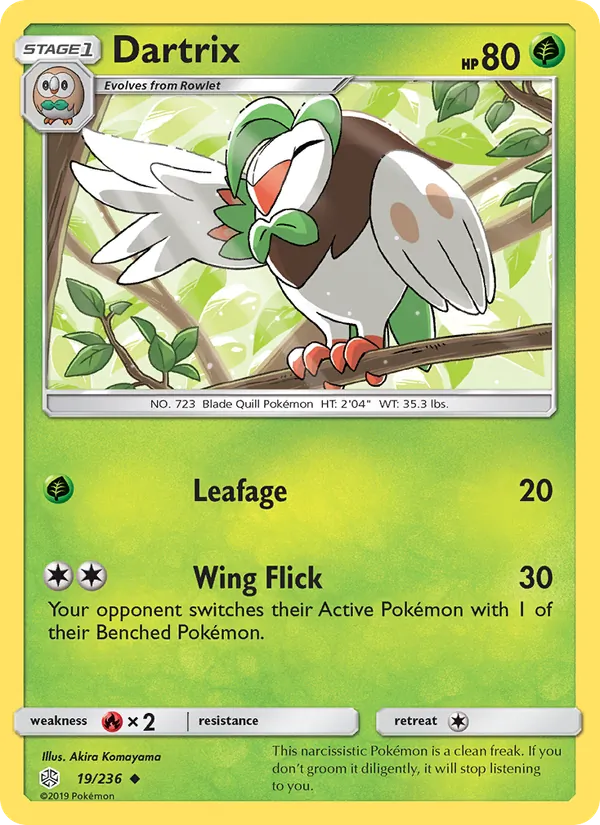 Dartrix — Cosmic Eclipse #19 (Pokémon TCG card)