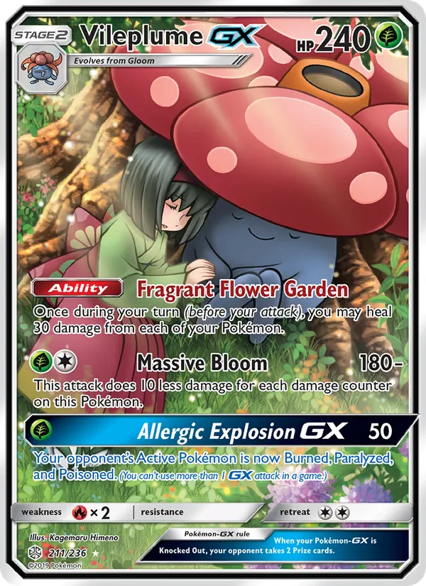 Vileplume GX — Cosmic Eclipse #211 (Pokémon TCG card)